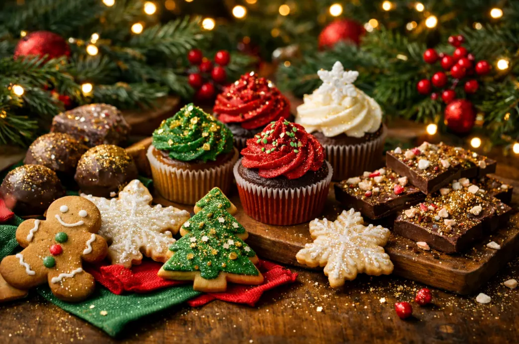 Christmas baking desserts decorated with edible glitter1