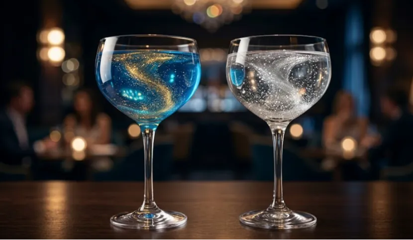 Shimmering blue and silver cocktails.