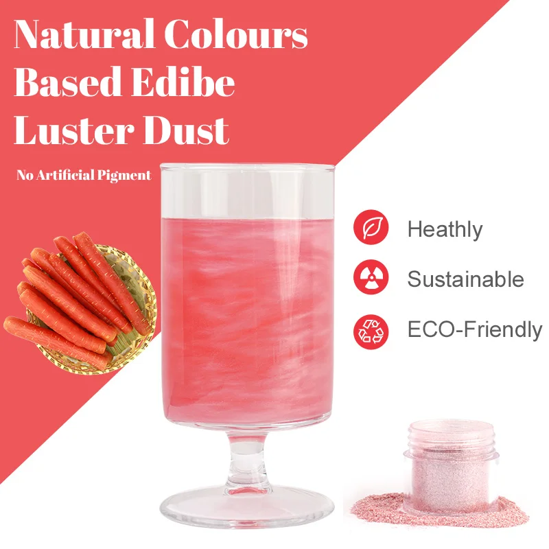 Pink food-grade luster dust beverage