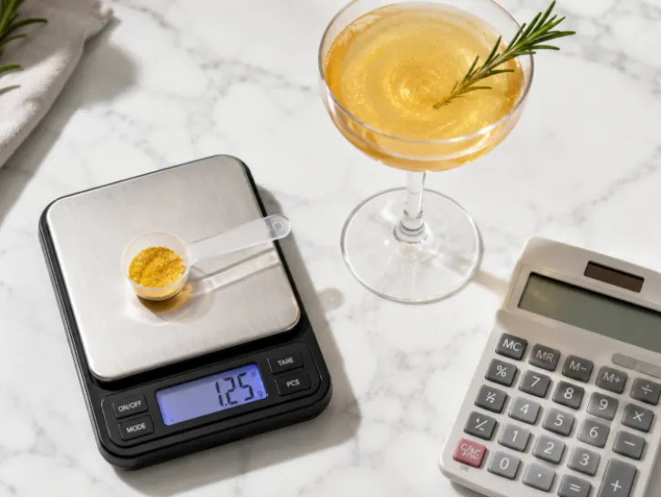 Calculating edible glitter amounts for drinks
