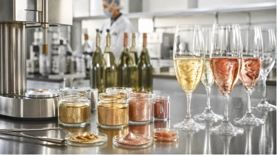 Edible glitter testing in a winery lab