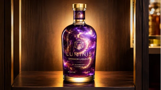 Packaging Shimmering Liqueurs Prevent Settling on Shelves